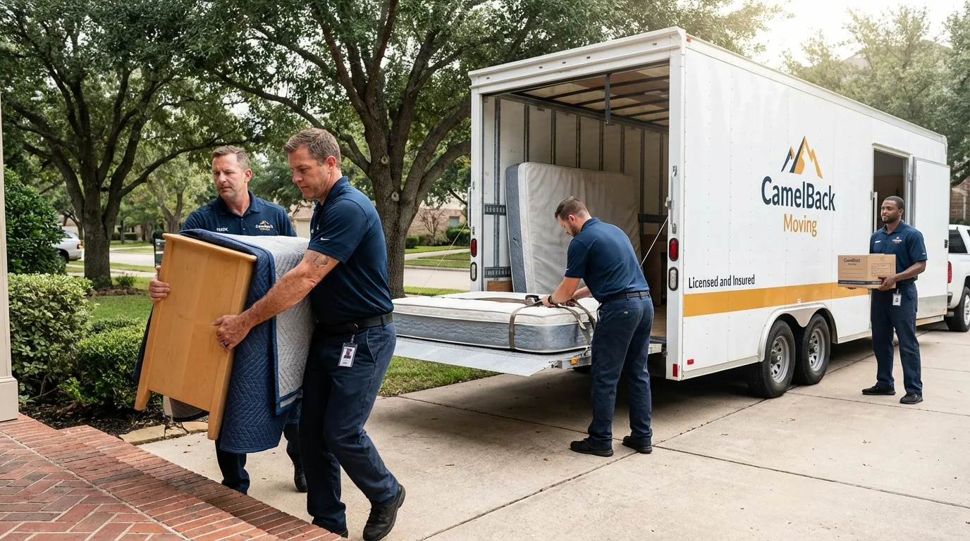 Crew loading residential truck for cross-state move from Drexel Hill, PA