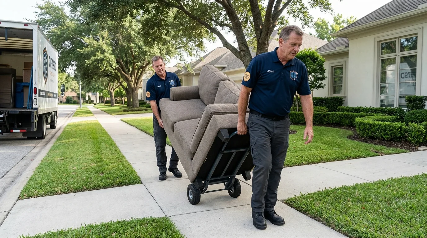 Local residential moving crew loading furniture in Drexel Hill, PA