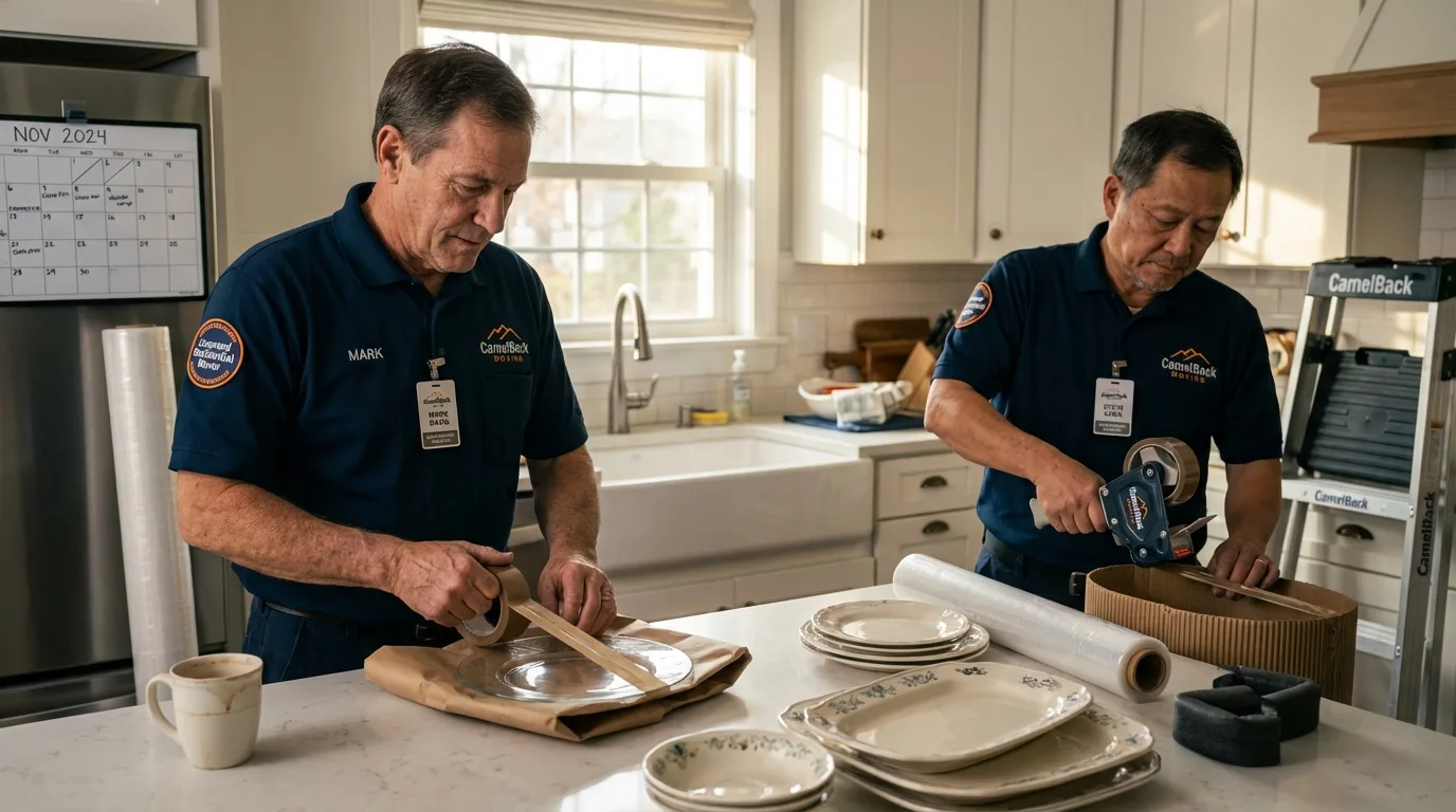 Professional crew packing kitchen dishware in Drexel Hill, PA